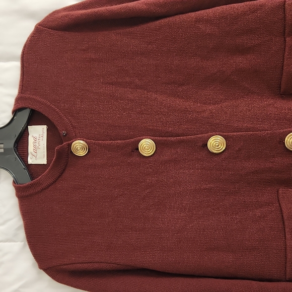 LAURA PETITE BY ALYZIA 2PC  SKIRT AND BOTTON DOWN SWEATER BURGUNDY SIZE 8 - Picture 3 of 12